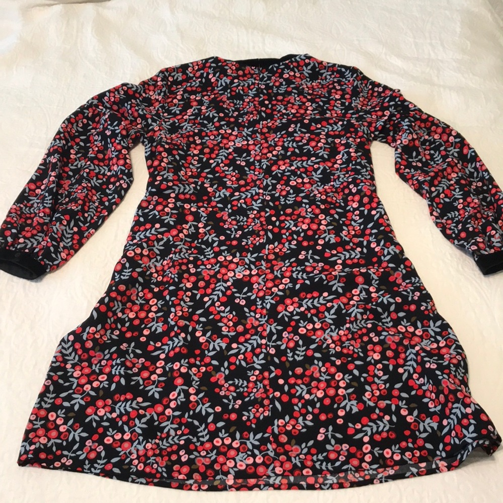 NWT LOFT Velvet Trim Winter Floral Dress M - Picture 6 of 6